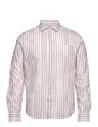 Jamie Cotton Linen Striped Shirt Ls Tops Shirts Casual Cream Clean Cut Copenhagen