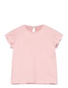Frills Cotton T-Shirt Tops T-Kortærmet Skjorte Pink Mango