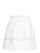 Lace-Trim Cotton Broadcloth Miniskirt Kort Nederdel White Lauren Ralph Lauren