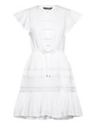 Lace-Trim Jersey Flutter-Sleeve Dress Kort Kjole White Lauren Ralph Lauren