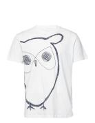 Aop Owl Tee - Gots/Vegan Tops T-Kortærmet Skjorte White Knowledge Cotton Apparel