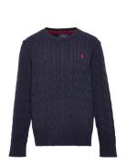 Combed Cotton-Ls Cable Cn-Tp-Swt Tops Knitwear Pullovers Blue Ralph Lauren Kids