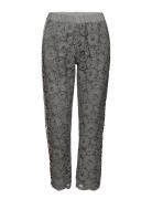 Pants W. Lace And Leopard Stribe Bottoms Trousers Straight Leg Grey Coster Copenhagen