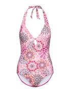 Recycled: Swimsuit With A Print Badedragt Badetøj Pink Esprit Bodywear Women