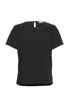 Olga Stretch Crepe Top Tops T-shirts & Tops Short-sleeved Black Marville Road