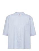 Org Cotton N Relaxed Shirt Ss Tops Shirts Short-sleeved Blue Tommy Hilfiger