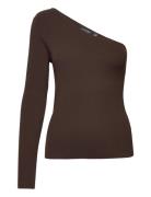 -Shoulder Long-Sleeve Sweater Tops T-shirts & Tops Long-sleeved Brown Lauren Ralph Lauren