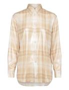 75D Poly Crepe-Lsl-Bls Tops Shirts Long-sleeved Cream Polo Ralph Lauren