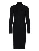 Srfelina Rollneck Dress Knit Knælang Kjole Black Soft Rebels