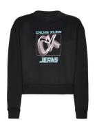 Hyper Real Ck Sweatshirt Tops Sweatshirts & Hoodies Sweatshirts Black Calvin Klein Jeans