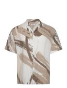 Jjjeff Abstract Print Resort Shirt Ss Tops Shirts Short-sleeved Beige Jack & J S