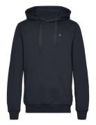 Arvid Basic Hood Badge Sweat - Gots Tops Sweatshirts & Hoodies Hoodies Navy Knowledge Cotton Apparel