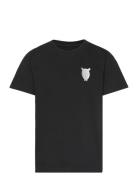 Regular Short Sleeve Heavy Single W Tops T-Kortærmet Skjorte Black Knowledge Cotton Apparel