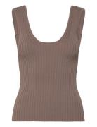 Bs Mathilde Regular Fit Top Tops T-shirts & Tops Sleeveless Brown Bruun & Stengade