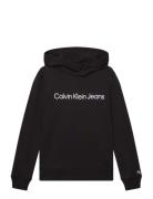 Inst. Logo Reg. Terry Hoodie Tops Sweatshirts & Hoodies Hoodies Black Calvin Klein