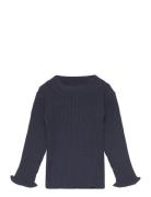 Nmfvianna Ls Slim Knit N Tops T-shirts Long-sleeved T-Skjorte Navy Name It