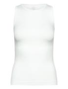 Women Seamless Tank Top "Rib" Sport T-shirts & Tops Sleeveless White ZEBDIA