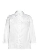 Lr-Isla Solid Tops Shirts Long-sleeved White Levete Room