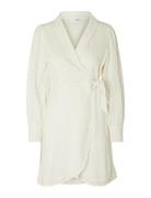 Slfanelli Ls Short Wrap Dress B Kort Kjole White Selected Femme