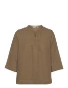 Poppy Short Tunique Gots Tops Blouses Short-sleeved Khaki Green Basic Apparel