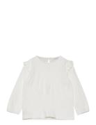 Long -Sleeved T-Shirt With Ruffles Tops T-shirts Long-sleeved T-Skjorte White Mango