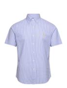 Custom Fit Striped Seersucker Shirt Tops Shirts Short-sleeved Blue Polo Ralph Lauren