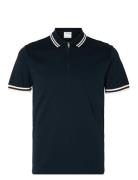 Slhslim-Toulouse Detail Ss Polo Noos Tops Polos Short-sleeved Navy Selected Homme