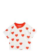 Hearts Aop Ss Tee Tops T-Kortærmet Skjorte Red Mini Rodini