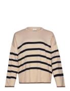 Caralberte Ls Stripe O-Neck Cc Knt Tops Knitwear Jumpers Cream ONLY Carmakoma
