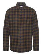 Loose Fit Checkered Shirt - Gots/Ve Tops Shirts Casual Green Knowledge Cotton Apparel