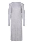 Cable C-Neck Dress Knælang Kjole Grey GANT