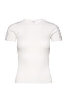 Silk T-Shirt W/ Lace Tops T-shirts & Tops Short-sleeved White Rosemunde