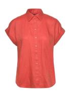 Linen Dolman-Sleeve Shirt Tops Shirts Short-sleeved Coral Lauren Ralph Lauren