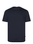 Mercerized Cotton Tee S/S Tops T-Kortærmet Skjorte Navy Lindbergh Black