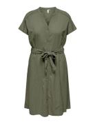Carcaro S/S Linen Calf Shirt Dress Tlr Kort Kjole Khaki Green ONLY Carmakoma