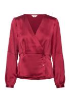 Objalamanda L/S Wrap Top 129 Tops Blouses Long-sleeved Red Object