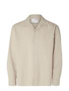 Slhrelaxnew-Linen Shirt Ls Resort Tops Shirts Casual Beige Selected Homme