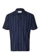 Slhreg-West Shirt Ss Resort Camp Tops Shirts Short-sleeved Navy Selected Homme