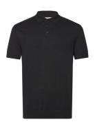 Slhberg Ss Knit Polo Noos Tops Knitwear Short Sleeve Knitted Polos Black Selected Homme