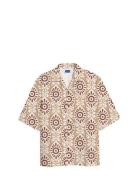 Jorjeff Gallery Aop Resort Shirt Ss Smu Tops Shirts Short-sleeved Beige Jack & J S