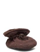 Cotton Jaquard Slippers Shoes Baby Booties Brown Melton