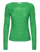 Long Sleeve T-Shirt With Structure Tops T-shirts & Tops Long-sleeved Green Coster Copenhagen