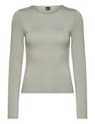 Soft Touch Crew Neck Top Tops T-shirts & Tops Long-sleeved Green Gina Tricot