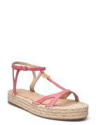 Payton Nappa Leather Espadrille Espadrillos Flade Sandal Pink Lauren Ralph Lauren