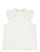 Frills Cotton T-Shirt Tops T-Kortærmet Skjorte White Mango