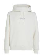 Monologo Hoodie Tops Sweatshirts & Hoodies Hoodies Cream Calvin Klein Jeans