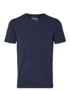 Slhnewpima Ss V-Neck Tee Noos Tops T-Kortærmet Skjorte Navy Selected Homme