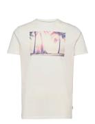 Clive Recycled Cotton Printed T-Shirt Tops T-Kortærmet Skjorte Cream Kronstadt