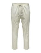 Onslinus Crop 0007 Cot Lin Pnt Noos Bottoms Trousers Casual Cream ONLY & SONS