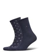 Th Women Sock Dot 2P Underwear Socks Regular Socks Blue Tommy Hilfiger